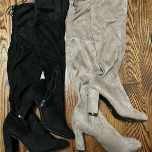 NEW Black Knee high heeled boots - beige knee high heeled boots